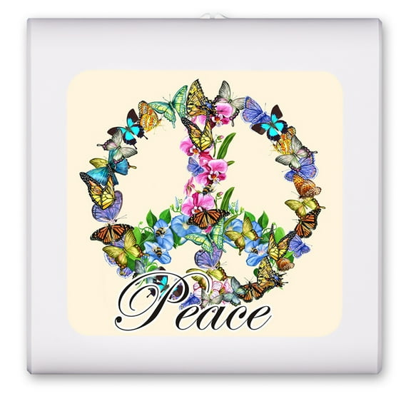 Plug in Dimmable LED Night Light with Dusk to Dawn Auto Sensor, Adjustable Brightness, Warm Light, Auto On/Off Nightlight for Bathroom, Hallway, Nursery, Bedrooms - Peace