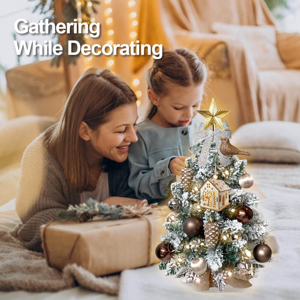 Kadyn Small Christmas Tree, 2ft Mini Christmas Tree, Artificial Small Desktop Xmas Tree with Tree Ornaments, for Christmas Thanksgiving Decorations-C Kadyn Small Christmas Tree, 2ft Mini Christmas Tree, Artificial Small Desktop Xmas Tree with Tree Ornaments, for Christmas Thanksgiving Decorations-C