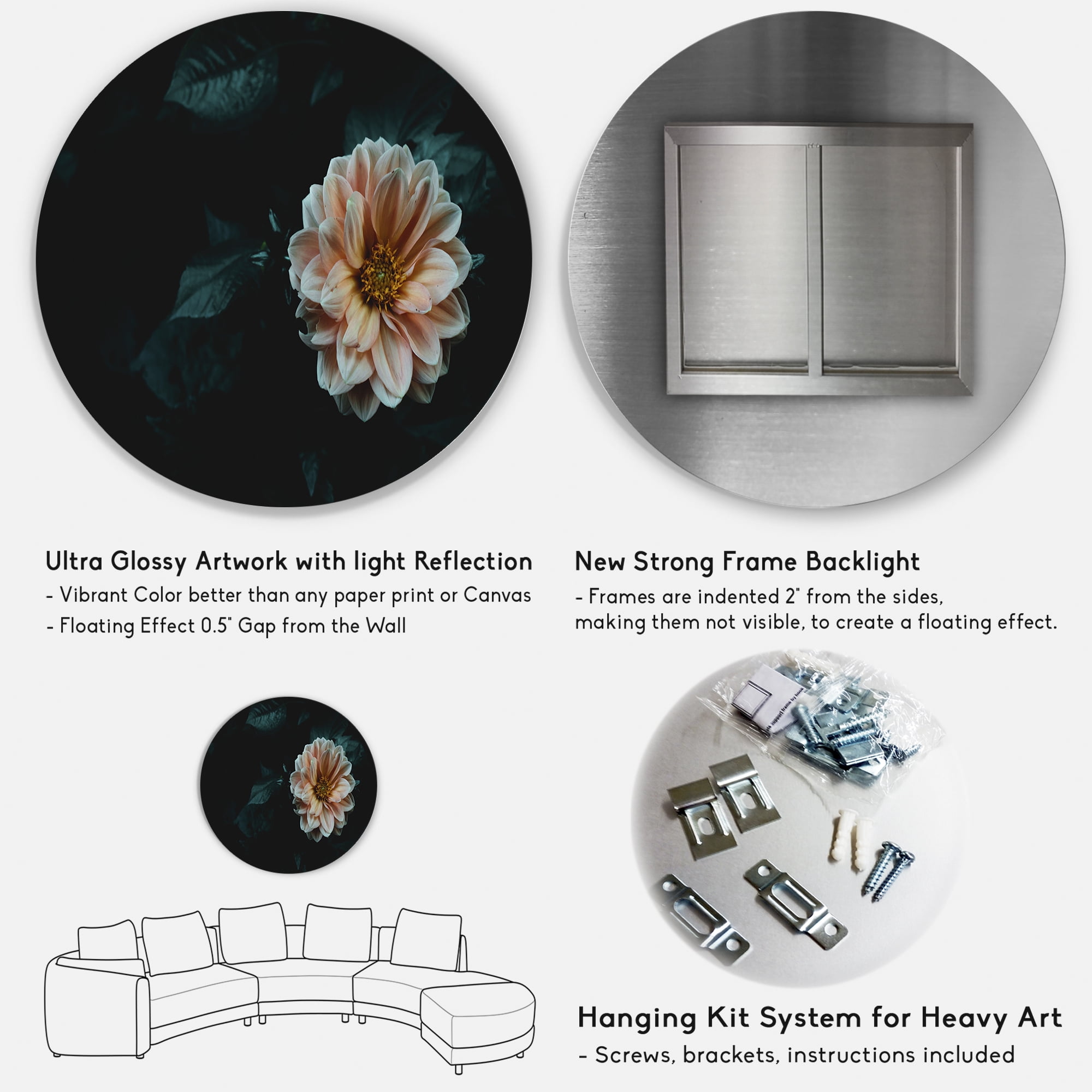 Designart 'Blooming Yellow Flower' Traditional Circle Metal Wall Art 29x29 - Disc of 29