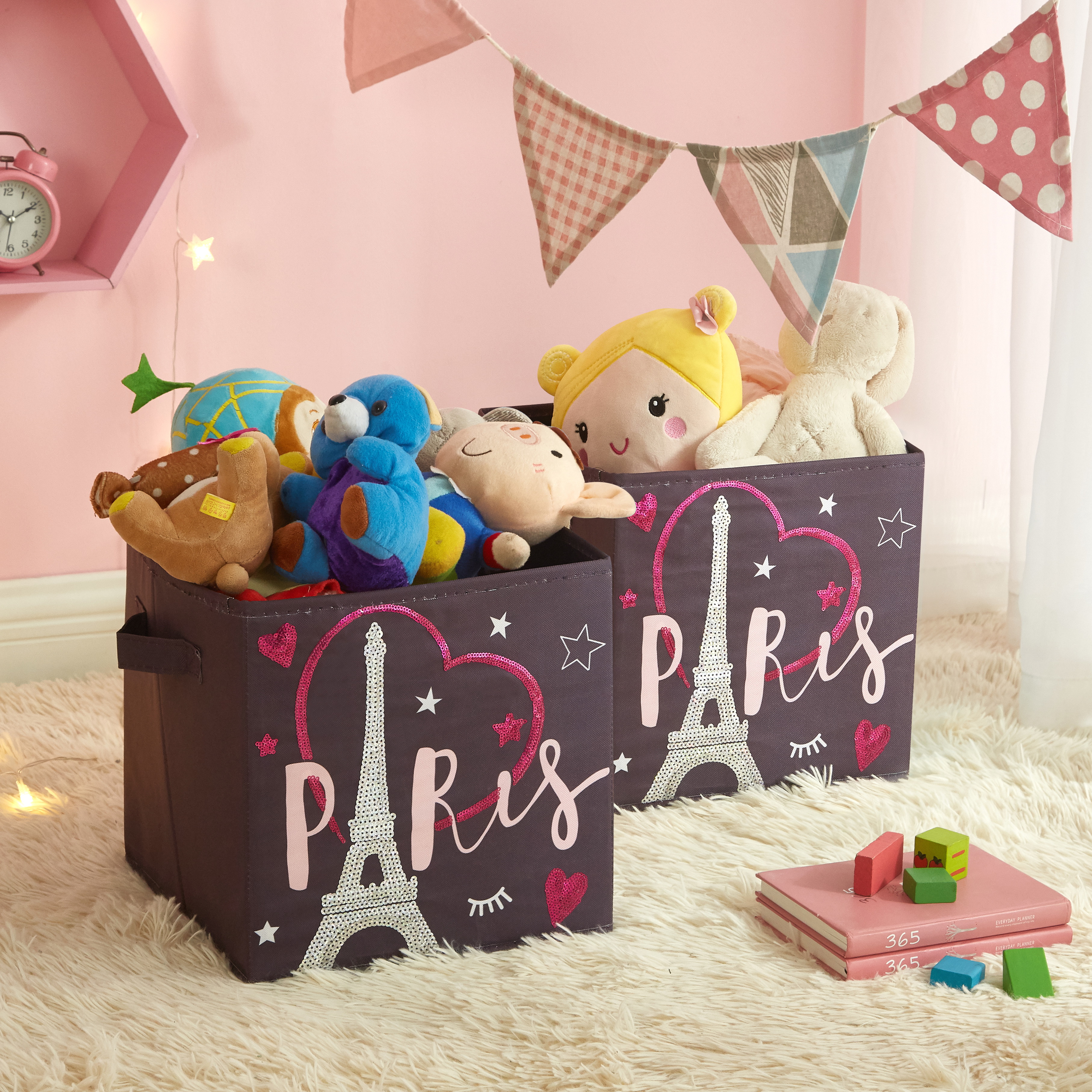 Heritage Club Paris 2 Piece Light Up Polyester Storage Cubes for Kids