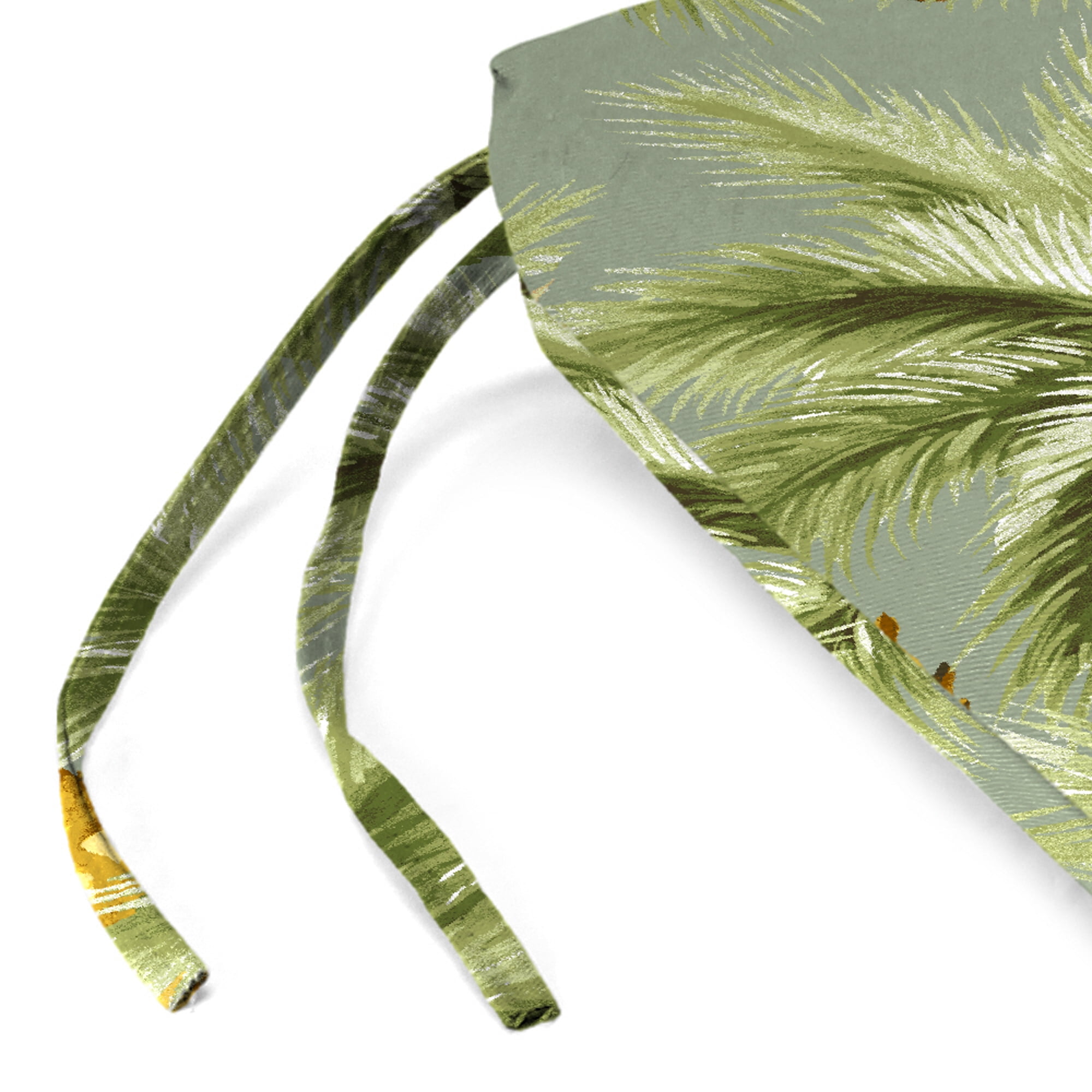 Jordan Manufacturing 17" x 19" Luau Breeze Green Tropical Rectangular Outdoor Chair Pad Seat Cushion with Ties (2 Pack)