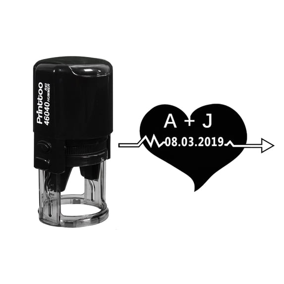 Printtoo Self Inking Custom Rubber Stamp Heartbeat Design Save The Date Personalized Stamper Gift Idea-Black