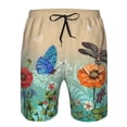 thumbnail image 4 of Kdxio Colorful Plants And Insects Pattern Mens Casual Shorts - Drawstring Summer Beach Sports Shorts for Men, 4 of 9
