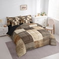 thumbnail image 3 of Manfei Geometric Plaid 7-Piece Bedding Comforter Set,Modern Abstract Art King Bedding Sets,Brown Beige Bed Sheets For Men Women,Super Cozy Room Decor Reversible, 3 of 8