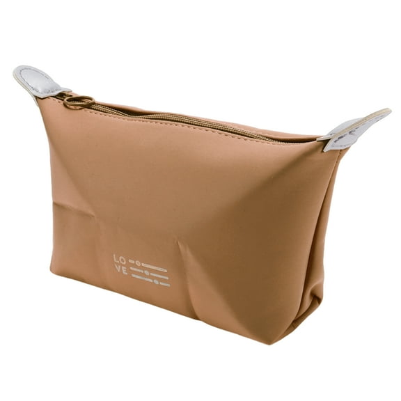 Unique Bargains 1 Pc Women Dumpling Shape Makeup Bag for Vacation Outdoor Activities Brown PU