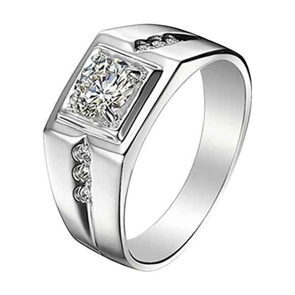 CILENON Gold Band Ring Woman Gentleman Temperament Plated 24K Gold Ring Men's Domineering Ring Eternal Engagement Wedding Ring Gold Engagement Rings for Women Thumb Rings for Women (Silver,8)
