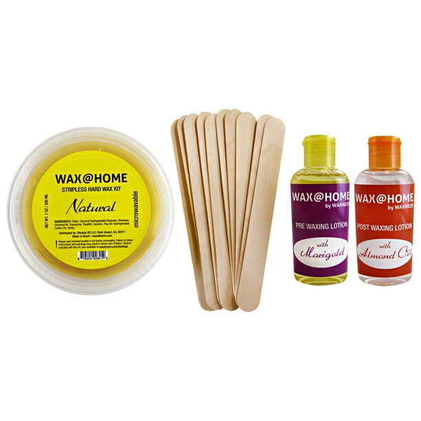 WaxHome Stripless Microwavable Hard Wax Kit Natural with PrePost