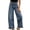 Dark Wash Blue, variant on Women's Ruffle Hem Wide Leg Jeans, High Waist Straight Cut Denim Trousers With Side Pockets for Daily Casual Wear (S-3XL)