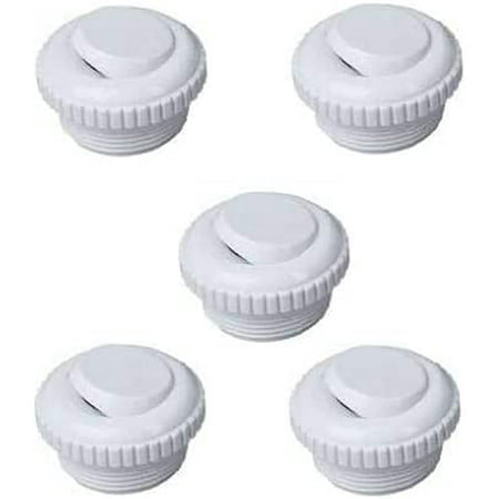 Pool Spa White Eyeball Jet Slotted Opening 1.5  Threaded Adjustable Angle (5 Pack)