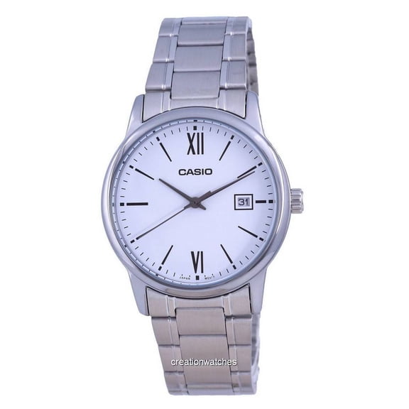 Casio Men’s Stainless Steel Analog Watch with White Dial and Date - MTP-V002D-7B3