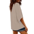 thumbnail image 5 of Craaazy Women's Relaxed Fit V Neck Blouse, Solid Color 3/4 Sleeve Tops, Comfy Casual Shirt for Spring & Summer Gifts, 5 of 8