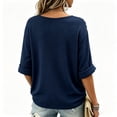 thumbnail image 5 of 9/11 25th Anniversary Commemorative T-Shirt for Women Waffle Knit Shirts V Neck 3/4 Sleeve Tshirts Vintage 911 Memorial Tee Blue XL, 5 of 5