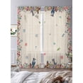 thumbnail image 2 of Spring Floral Birds Sheer Curtains 96 Inch Length 2 Panels Set, Butterflies Daisy Farmhouse Flowers Voile Window Treatment Semi Sheer Long Curtains Drapes for Bedroom/Living Room/Kitchen 52"x96"x2, 2 of 7