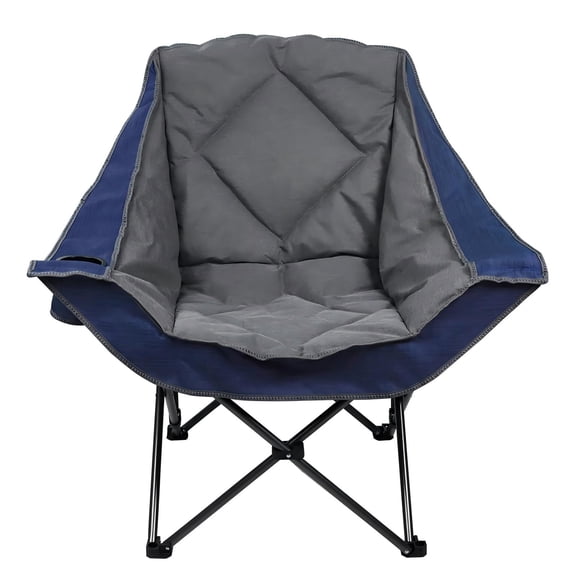 Oversized Foldable Camping Chair, Outdoor Padded Lawn Chair w/Cup Holder,Carry Bag for Beach, Hiking, and Picnics,Blue