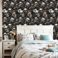 thumbnail image 4 of Peel and Stick Wallpaper Seamless Skulls Flowers Gothic Style Decor Self Adhesive Removable Renter Friendly Contact Paper for Bedroom 24in x 118in, 4 of 8