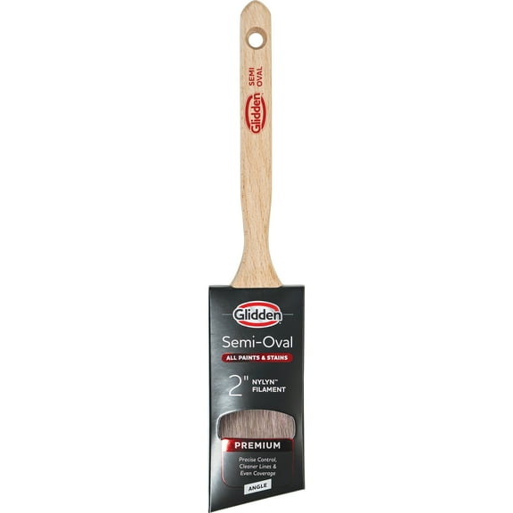 Glidden Semi-Oval Paintbrush with Wood Handle, Angled Sash, 2 Inch
