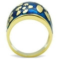thumbnail image 3 of IP Gold(Ion Plating) Stainless Steel Ring with Epoxy in Capri Blue for Women Capri Blue Stone Color Style TK1399 Size 7, 3 of 5