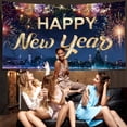 thumbnail image 2 of Happy New Year Party Backdrop Fabric Sign Poster Banner with Pattern Firework for New Year Party Decoration Photo Props Background Supplies, 2 of 5