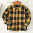 thumbnail image 2 of Toddler Boy Long Sleeve Shirt Fashion Plaid Lapel Long Sleeve Button Up Shirt Shacket Jackets Children's Casual Outerwear 9M-6Y Yellow, 2 of 8