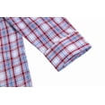 thumbnail image 4 of Bienzoe Boy's Cotton Plaid Roll Up Button Down Shirts Marine/Dark Red 9/10, 4 of 9