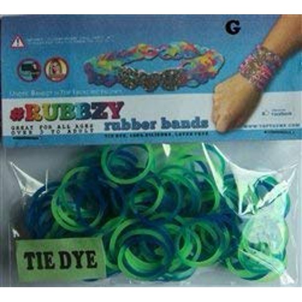 Tie Dye Rubbzy Loose Rubber Bands Green & Blue (100 bands) Walmart
