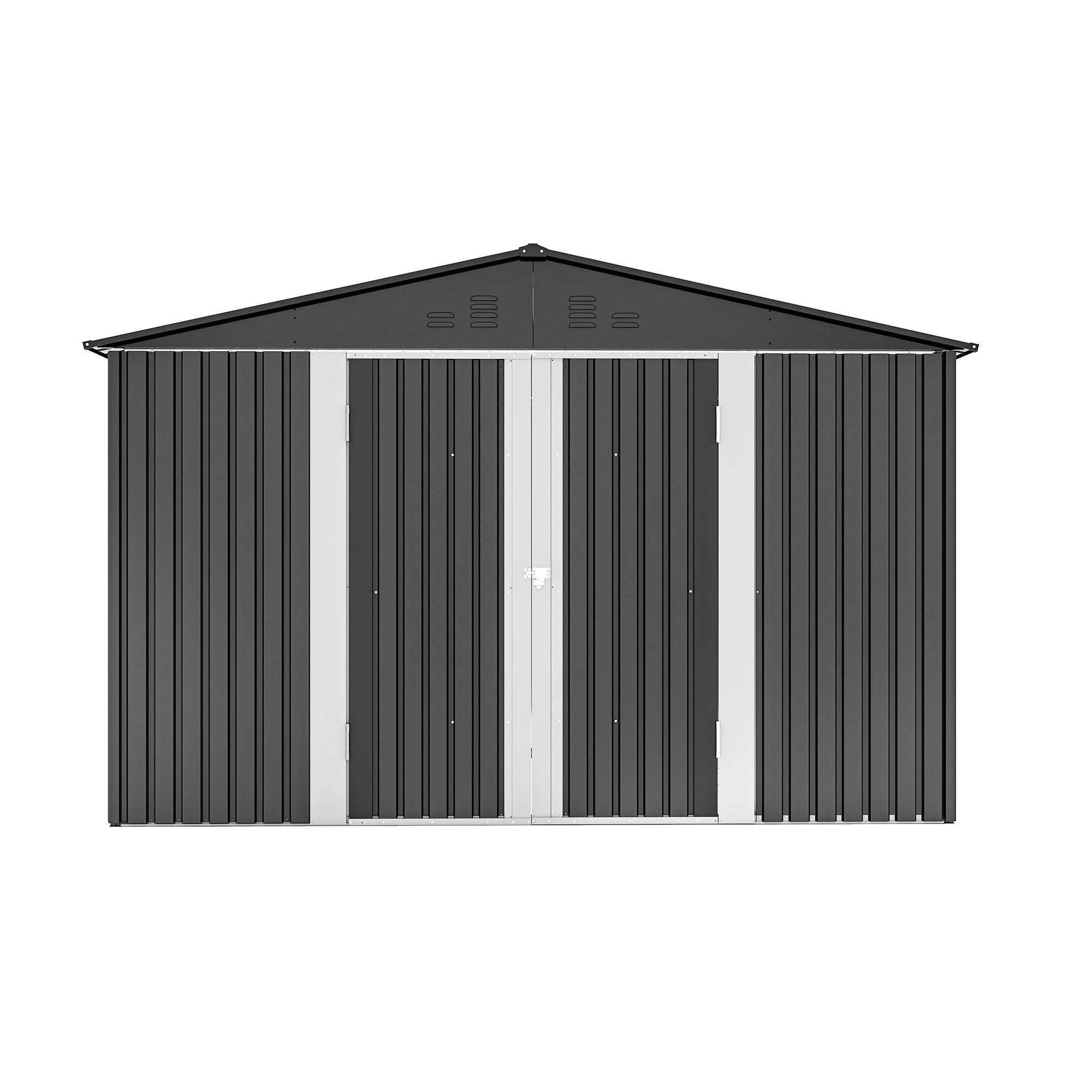 Uforic 9'x6' Outdoor Storage Shed,Metal Tool Storage Sheds w/Windows,Locking System for Garden Patio,Dark Gray