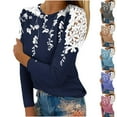 thumbnail image 4 of OKSALE Lace Patchwork Shirts for Women 3/4 Sleeve Blouses Casual Crewneck Shirt Elegant Sexy Top Soft Comfy Fall Fasion Tops 2025, 4 of 5
