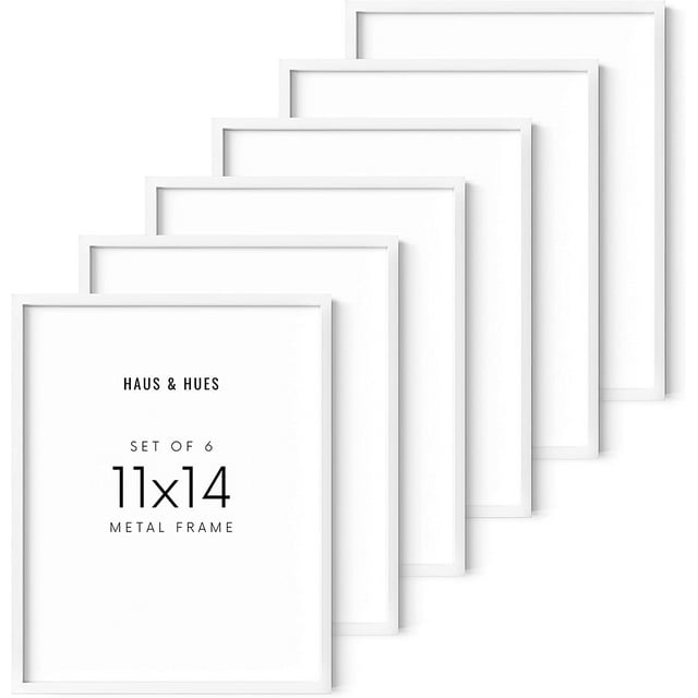Haus and Hues White Picture Frame 11x14 Set of 6 11 x 14 Frames for Wall or Display, 11x14