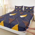 thumbnail image 3 of Manfei Abstract Sqare 4pcs Bed Sheets,Geometric Triangle King Sheets,Blue Yellow Super Cozy Sheet Set,Teenager Bedroom Decor, 3 of 7