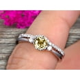thumbnail image 2 of 1.75 Carat 6mm Round Cut Champagne Diamond Moissanite Engagement Ring 10k White Gold With Art Deco Vintage Looking Matching Wedding Band, 2 of 5