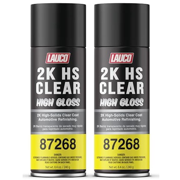 LAUCO 2K HS Clear High Gloss Automotive Clear Coat Spray  – 2 Pack - 87268