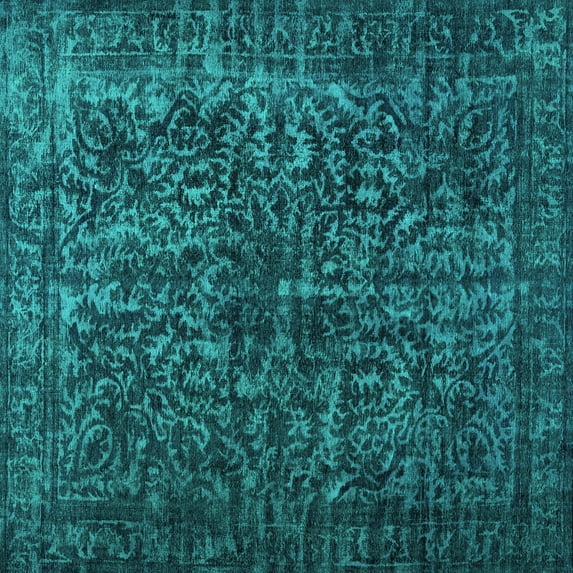 Ahgly Company Indoor Square Abstract Turquoise Blue Contemporary Area Rugs, 3' Square