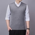 thumbnail image 2 of Ketyyh-chn99 Mens Sweater Sleeveless Fashion Fall Clothes Men's Casual Sweater Vest V-Neck Slim Fit Sleeveless Sweater Knitted Pullover Vest Gray,XL, 2 of 5