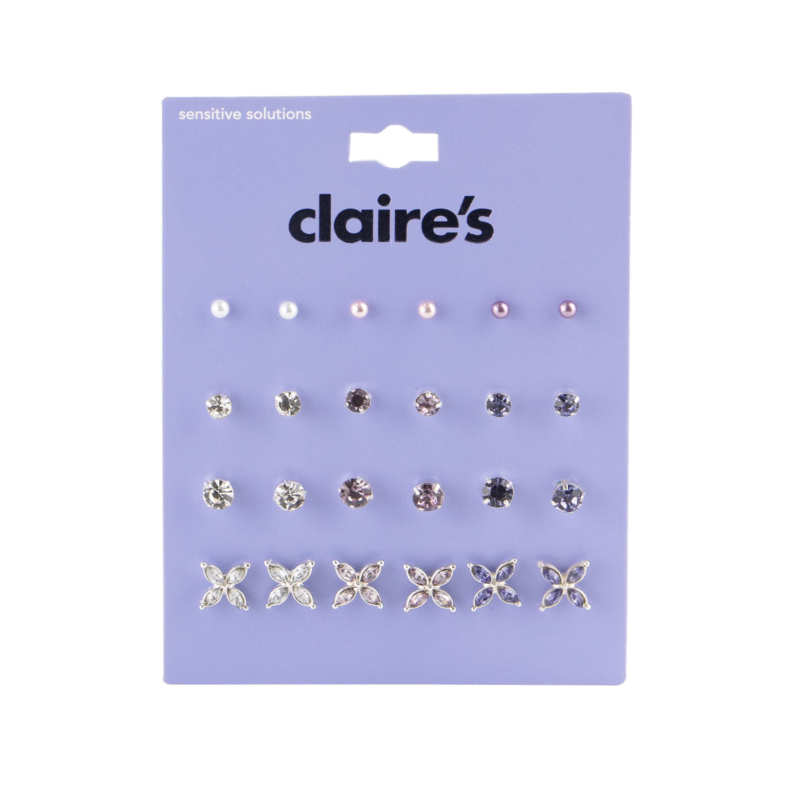 Claire s Brandclub Claire s Teen Girls Flower Assorted Crystal Stud Earrings Set 12 Pack 73803