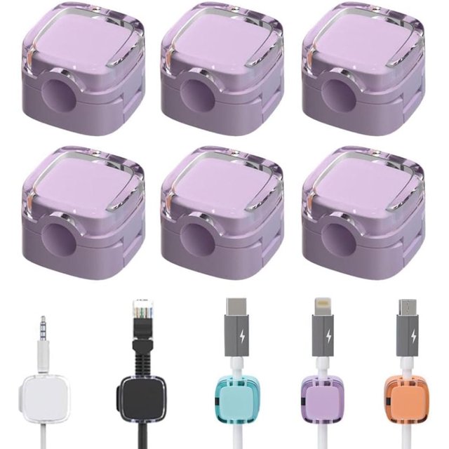 Paquete de 6 organizadores de cables magnéticos para carga, soporte de almacenamiento, 2024 nuevos clips de gestión de cables magnéticos, soporte de almacenamiento de cable de carga USB para