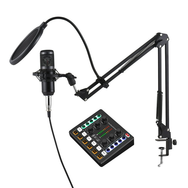 Graflsoa Professional M8 Live Streaming Sound Card with Microphone, Podcast Kit, Plug & Play, Compatible with Instruments, PC & Mobile, Black ABS Design