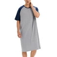 thumbnail image 4 of SHCKE Men's Raglan Sleep Shirts Casual Short Sleeve Nightshirt Crew Neck Long Sleepwear Soft Comfy, 4 of 6