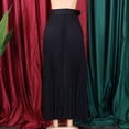 thumbnail image 4 of AURA Womens High Waist A Line Maxi Skirt With Belt Solid Color Office Commuter Elegant Skirt, 4 of 9