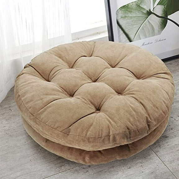 Namzi Round Chair Cushions 22"x22" Indoor/Outdoor Floor Pillows Cushion for Patio Furniture Seat Pads Meditation Pillow for Yoga Living Room Sofa Balcony，khaki