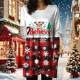 thumbnail image 4 of Duqingm Christmas Sweatshirts for Women Santa Christmas Shirt Women Merry and Bright Pullover Christmas Lights Graphic T Shirts Xmas Long Sleeves Tops Watermelon Red,XL, 4 of 5
