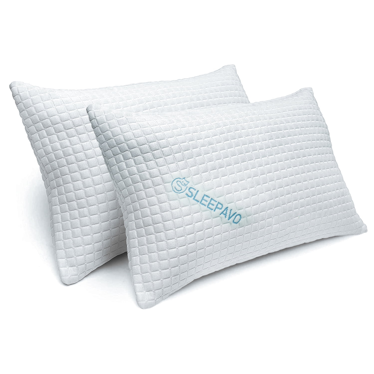 2x Queen Micro Gel Memory Foam Cream Bed Pillows Down alternative filled Cover 
