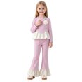 thumbnail image 2 of Spazoro Girls 2PC Outfit Sets, Round Neck Fall Elastic Waist Long Sleeve Matching Casual Clothing for Daily Wear Purple Size 7-8, 2 of 9