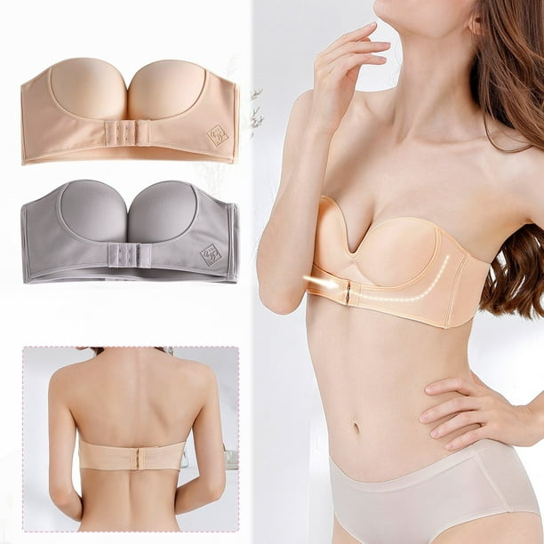 Women Invisible Sexy Front Closure Bras Strapless Gather Bras