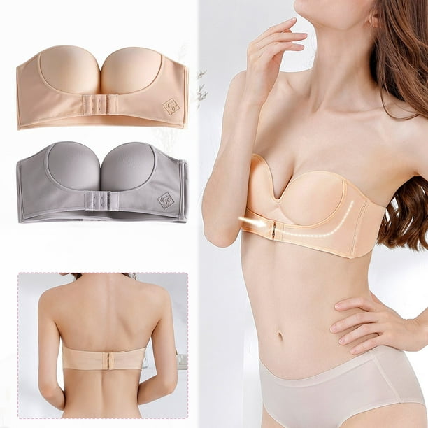 Strapless Cup Invisible Bra Push up Bra Sexy Wireless Seamless up Front  Button Closed Padded Bra - China Bra and Bra Women price