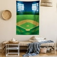 thumbnail image 2 of Baseball Tapestry, Stadium Field American Sports Design Cartoon Pitch Illustration, Wall Hanging for Bedroom Living Room Dorm Decor, 40W X 60L Inches, Green Pale Brown Dark Blue, by Ambesonne, 2 of 5