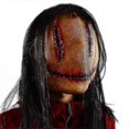 thumbnail image 1 of Halloween Horror Fancy Dress Party Mask Bloody Lifelike Horror Smiley Cosplay Tricky Latex Pullover Mask With Hair Costume Props, 1 of 5