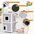 thumbnail image 4 of Costway Casita para Gatos Casa de Madera 2 Niveles para Gatitos con Panel Desmontable Techo Asfaltado 3 Puertas 2 Plataformas 51 x 51 x 81 cm, 4 of 10