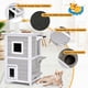 thumbnail image 4 of Costway Casita para Gatos Casa de Madera 2 Niveles para Gatitos con Panel Desmontable Techo Asfaltado 3 Puertas 2 Plataformas 51 x 51 x 81 cm, 4 of 10