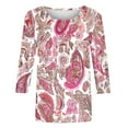 thumbnail image 4 of Njagoc3 Womens Paisley Print 3/4 Sleeve Top, Loose Fit, Soft Fabric, Casual Summer Garden & Party Wear, 4 of 5
