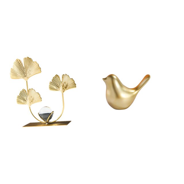 Estatua de figura,Estatuas de hojas y flores de metal,esculturas decorativas,Figuras decorativas para el hogar,para estante,mesa o vitrina.,Figura de pájaro,Figura de pájaro